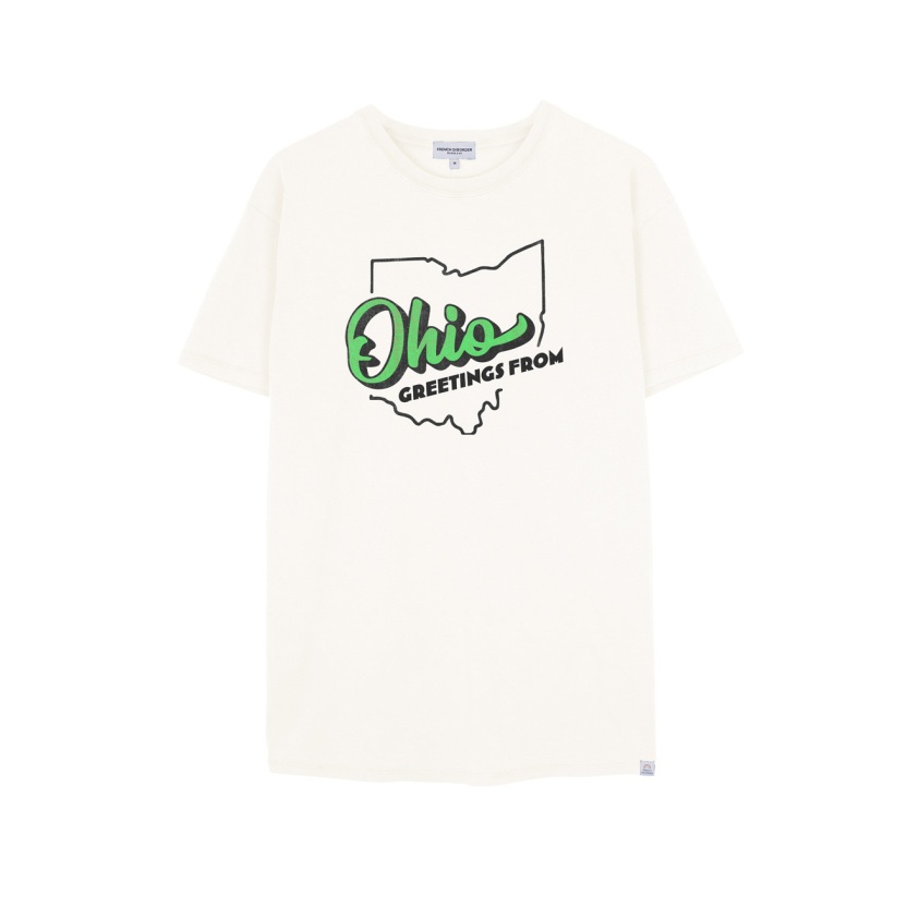 Witte French Disorder gewassen Ohio t-shirts voor heren