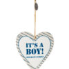 Blauwe keramische Riverdale 'It's a boy' hartvormige hangers