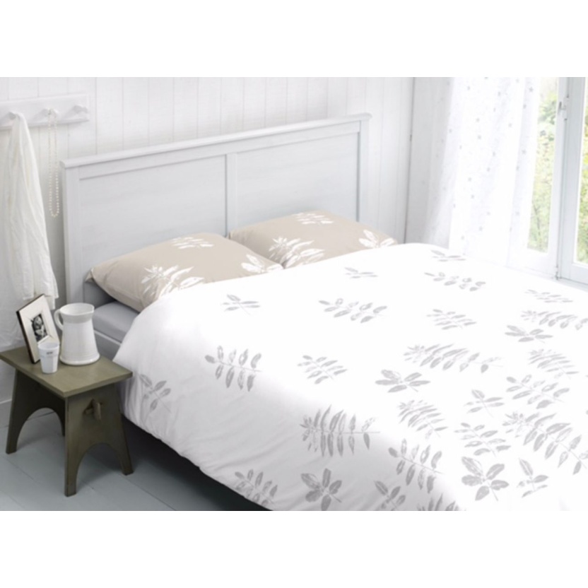 2-pack beige duvet covers with leaves print - 140x220cm - Image 2