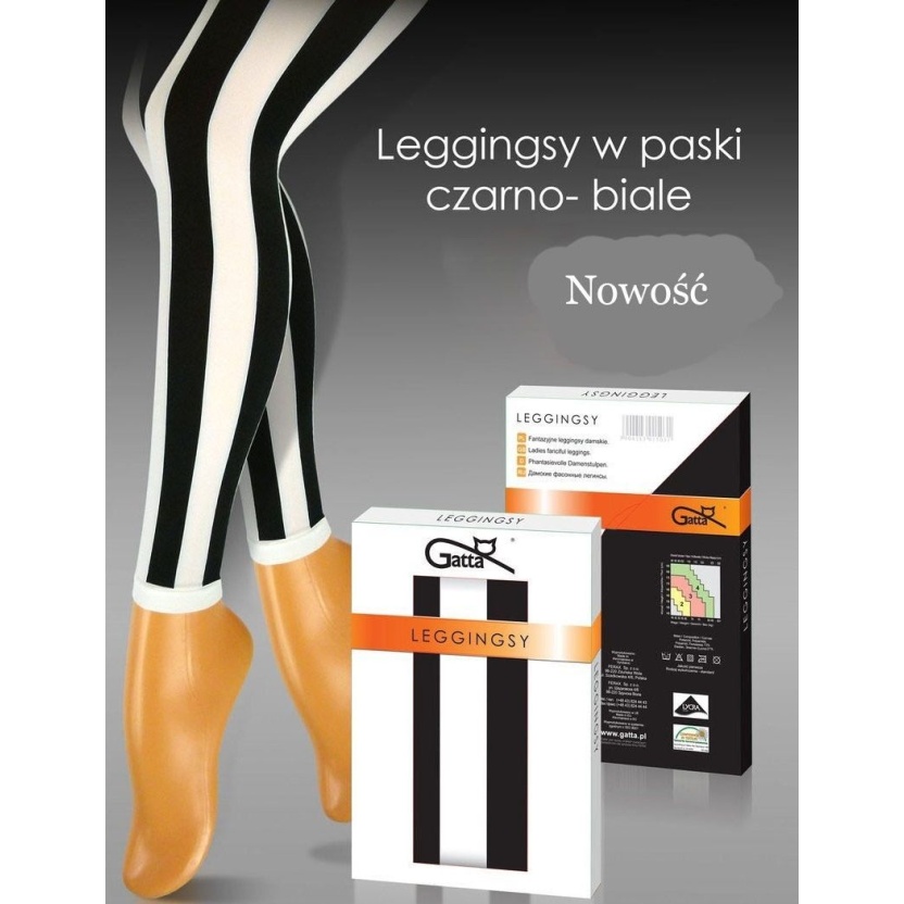 Zwart/wit gestreepte Gatta legging voor dames - Maat M - Afbeelding 2