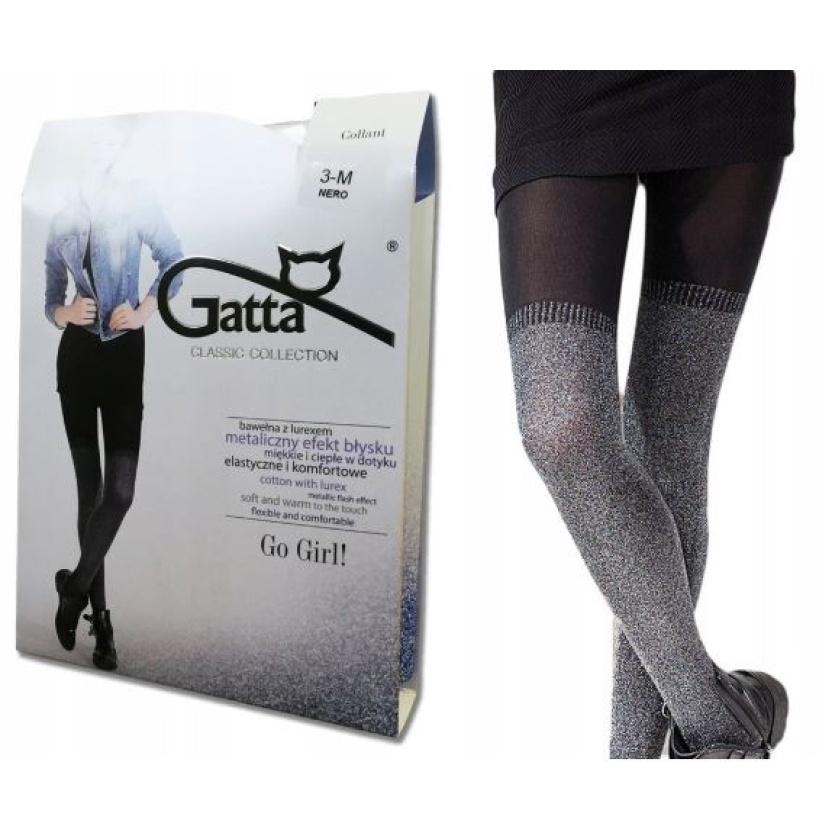 Black Gatta Go Girl tights for women with lurex - Size M - Image 2