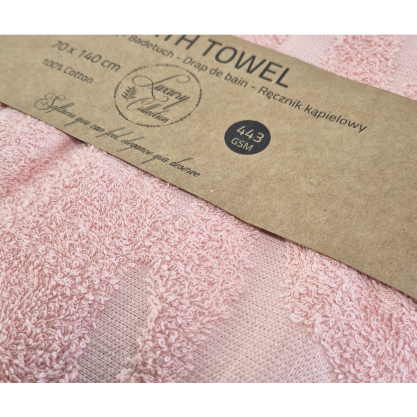 Coral pink luxury collection jacquard bath towels 70x140cm - 443 GSM - Image 3